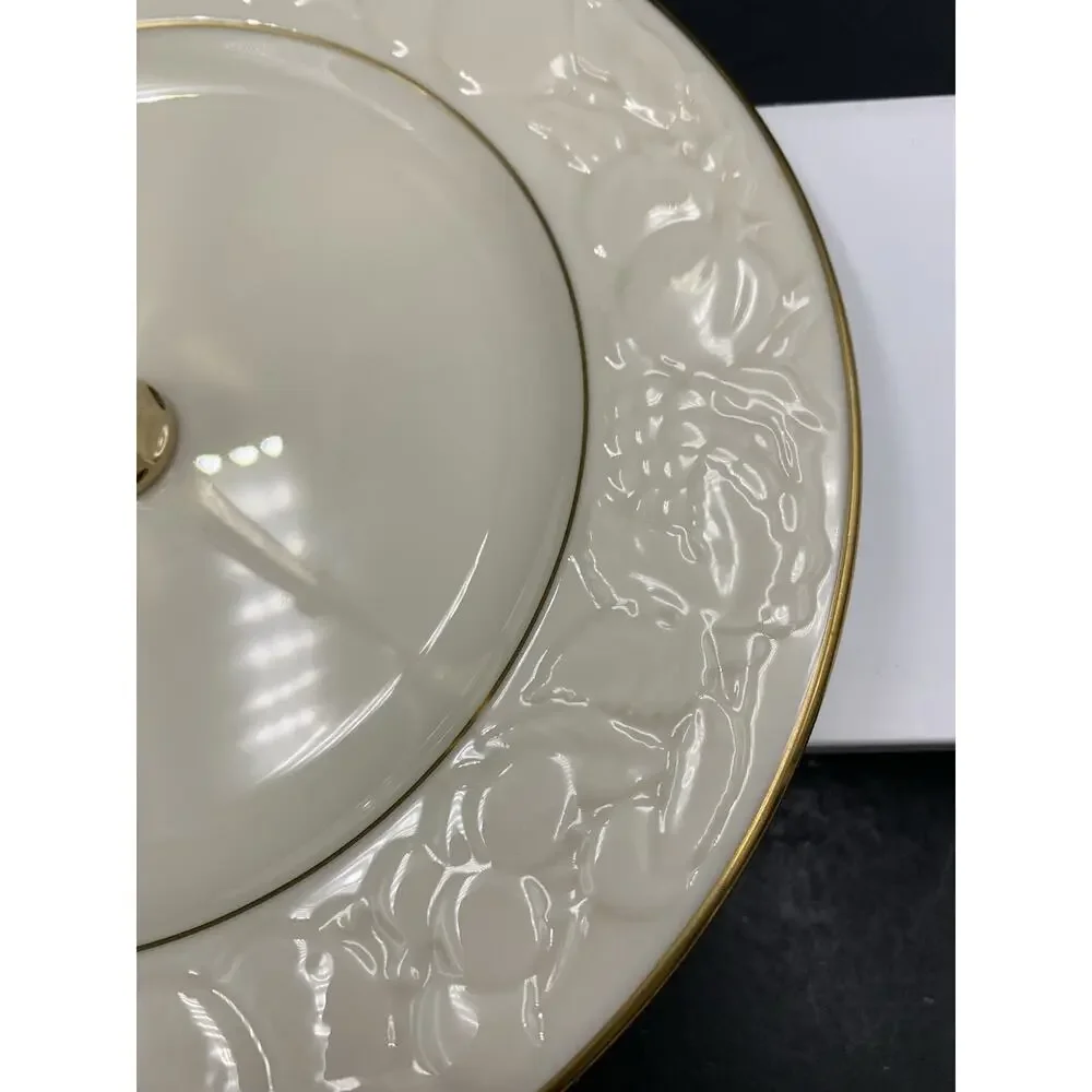 Lot of 2 Lenox Serving Pieces - Fruits of Life Tidbit Tray - Triad Leaf Embossed